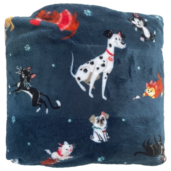 Big One Oversized Plush Disney Cats & Dogs Pets Throw Blanket, Blue 5'x6'