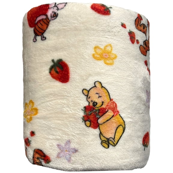 Big One Oversized Plush Winnie the Pooh & Strawberries Throw Blanket, 5'x6'