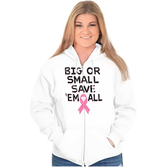 Big Or Small Save Them All Pink Womens Plus Size Graphic Zipper Hoodie Brisco Brands 3X