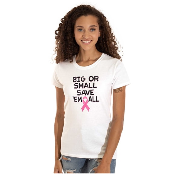 Big Or Small Save Them All Pink Womens Fitted Plus Size Graphic Tee Brisco Brands 3X