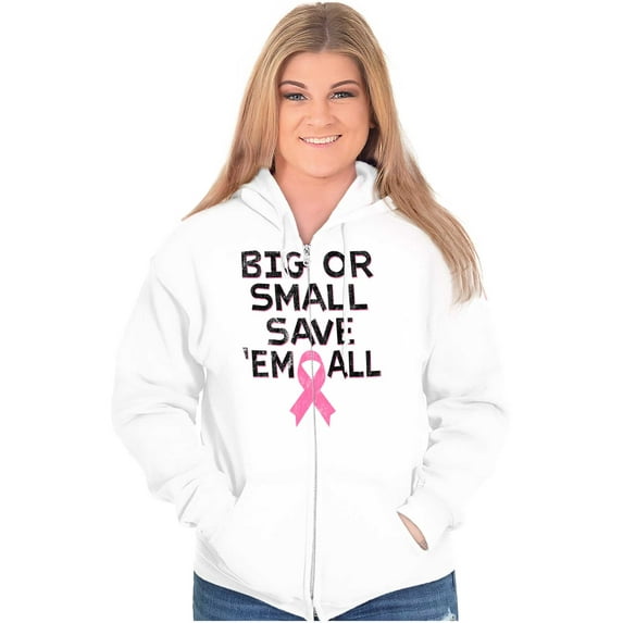 Big Or Small Save Them All Pink Zip Hoodie Sweatshirt Women Brisco Brands X