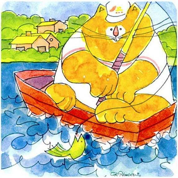 Big Orange Cat Fishing Foam Coasters - Set 4