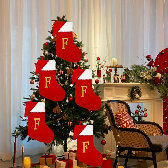 Big Ornaments For Christmas Tree Christmas Tree Ornaments Knitted Hosiery Wool Hosiery Embroidered Letter Children's Candy Gift Bag Christmas Stocking Gift Bag