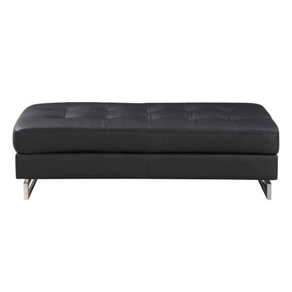 Big Ottoman with Leather | Suitable for Game Rooms | Solid Wood and Chrome Details | Addresses the Problem of Uneven Seating