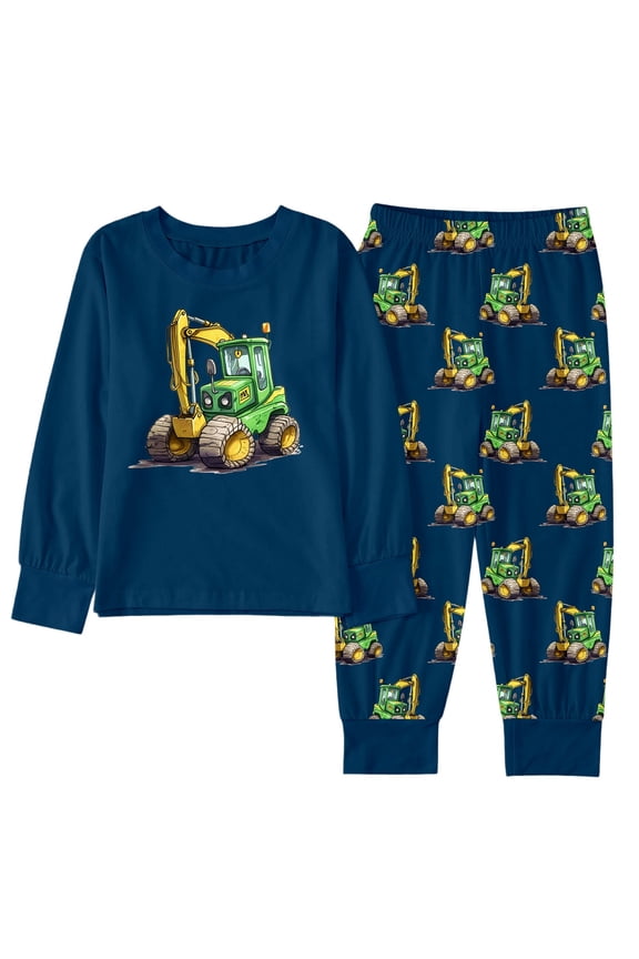 Big Outfits for Boys Winter Alien Astronaut Cartoon Print Long Sleeve Top Pants Pajamas Kids Homewear Casual Dress Up Clothes Navy Size 8-9