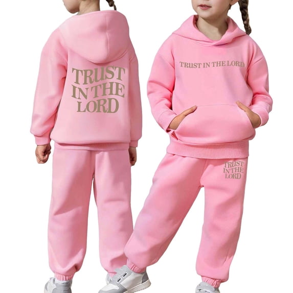 Big Outfits for Girls Sets Boys Long Sleeve Solid Warm Hoodie Pullover Tops Pants Kids Sweat Suit Cute Girls Fall Clothes Pink Size 8-9T