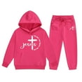 thumbnail image 1 of Big Outfits for Girls Sets Hoodie Pants Kids Casual Letter Print Sweatshirt Joggers Comfy Two Piece Winter Cute Girls Fall Clothes Hot Pink Size 8-9T, 1 of 4
