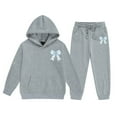 thumbnail image 1 of Big Outfits for Girls Sets Hoodie Pants Letter Print Casual Two Piece Comfy Winter Wear Fall Girls Clothing Sets Grey Size 8-9T, 1 of 4