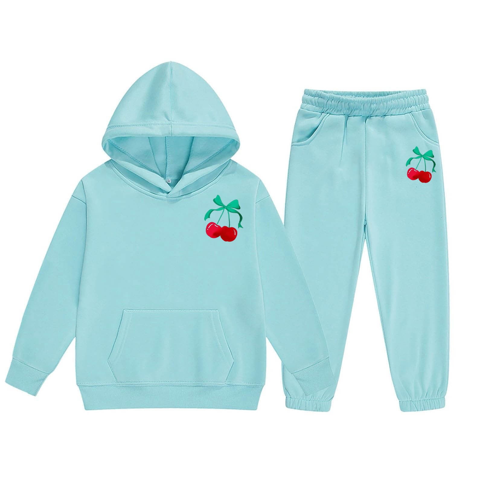Big Outfits for Girls Sets Winter Hoodie Joggers Comfy Casual Kids Print Fall Girls Clothes Mint ...