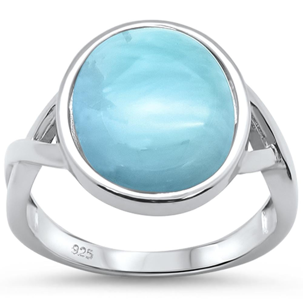 Oval Larimar Swirl Band Ring Oval Larimar Swirl Band Ring