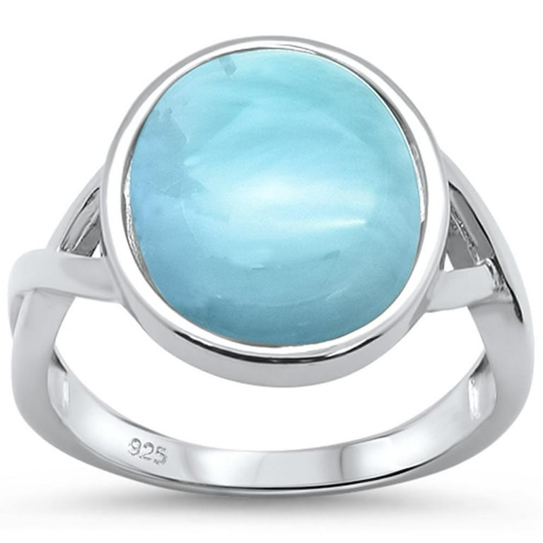 Oval Larimar Swirl Band Ring Oval Larimar Swirl Band Ring