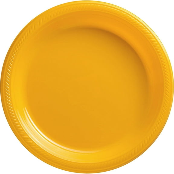 Big Party Pack Sunshine Yellow Plastic Plates | 10.25" | Pack of 50 | Party Supply