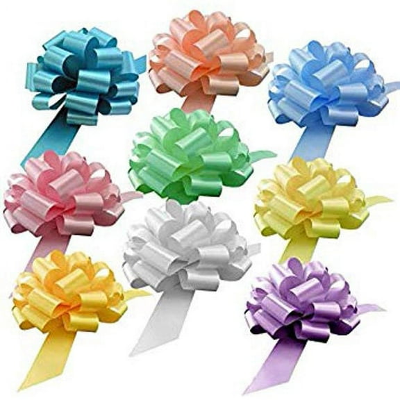 Big Pastel Gift Basket Pull Bows - 9" Wide, Set of 9, Easter, Christmas, Wreath, Gift Bows