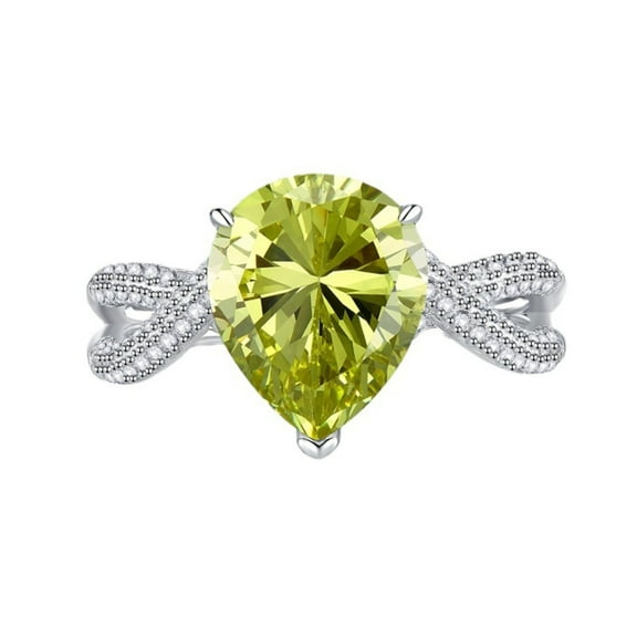 Big Pear Engagement Rings for Women Teardrop Ring Dazzling Statement Cocktail Ring Fashion Green Gemstone Wedding Rings Women Fine Jewelry Accessories
