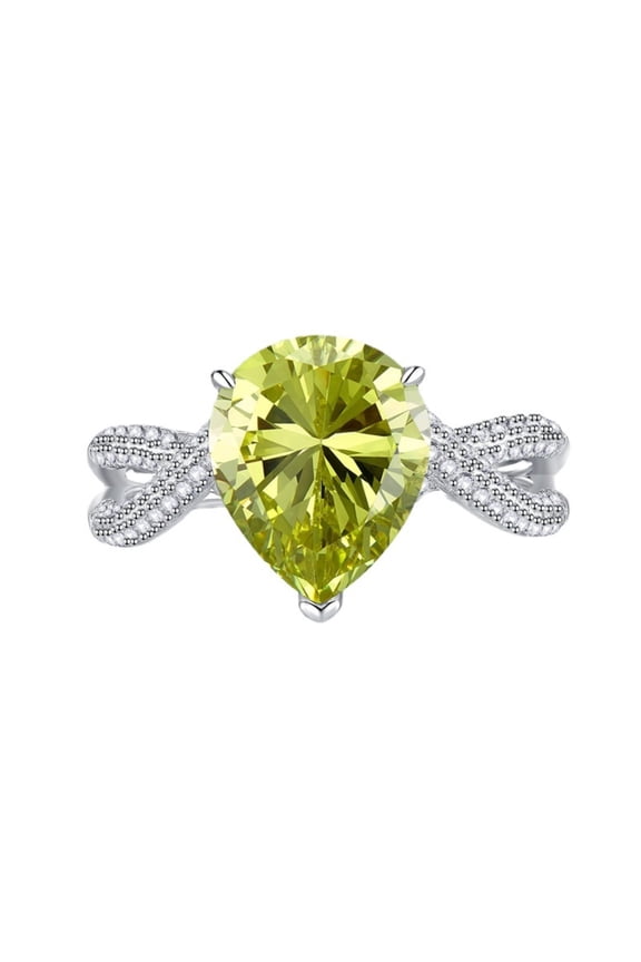 Big Pear Engagement Rings for Women Teardrop Ring Dazzling Statement Cocktail Ring Fashion Green Gemstone Wedding Rings Women Fine Jewelry Accessories