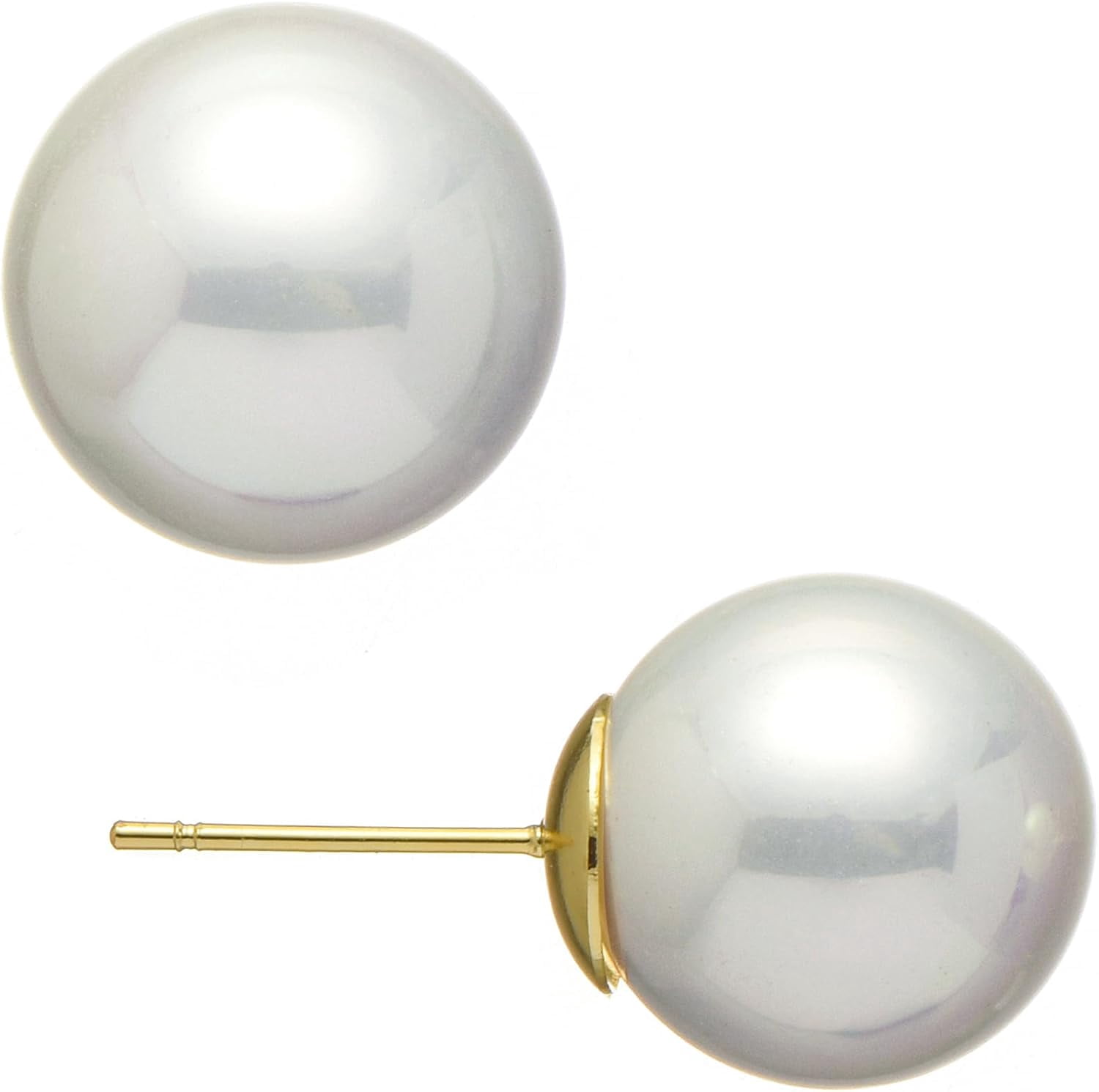 Big Pearl Earrings for Women, Oversize 14/12/10mm Classic Round Strong ...