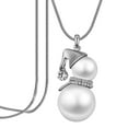 thumbnail image 1 of Big Pearl Snowman Pendant Long Necklace Christmas Jewelry for Women - Elegant Sweater Chain Accessory in Gold and Silver Finish, 1 of 9
