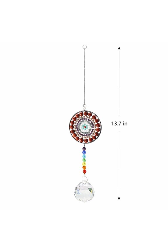 Big Pendant Decorations Hanging Sun Catchers Chakra Theme K9 Crystal Glass Teardrop Chocolate 34.8cm