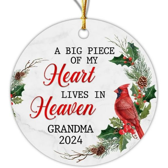 A Big Piece of My Heart Lives in Heaven Ornament, Personalized Memorial Cardinal Ornament Christmas 2025 Remembrance Lost Loved One Christmas Ornament, Sympathy Xmas Tree Decorations EDTPzX