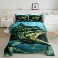 Big Pike Fish Bedding Full Size Hunting and Fishing Comforter Set for