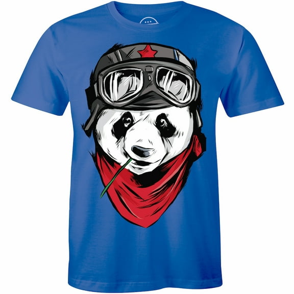 Big Pilot Panda Bear Graphic Printed Short Sleeve Men's Cool T-Shirt