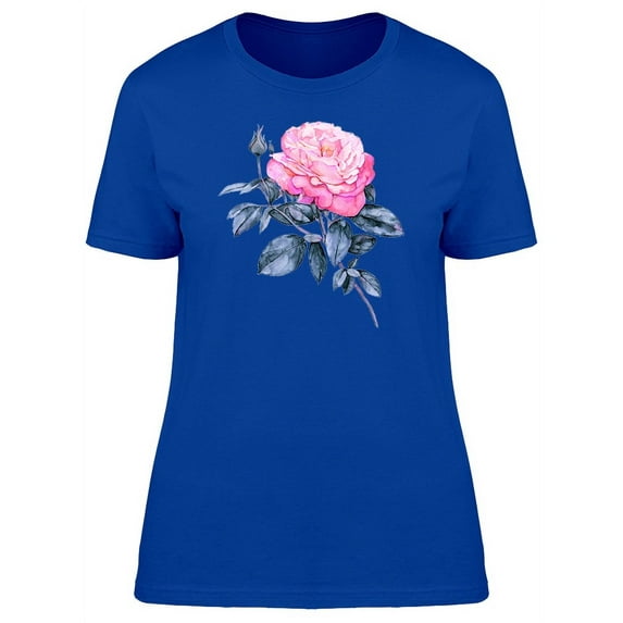 Big Pink Rose With Black Leaves T-Shirt Women -Image by Shutterstock, Female Medium