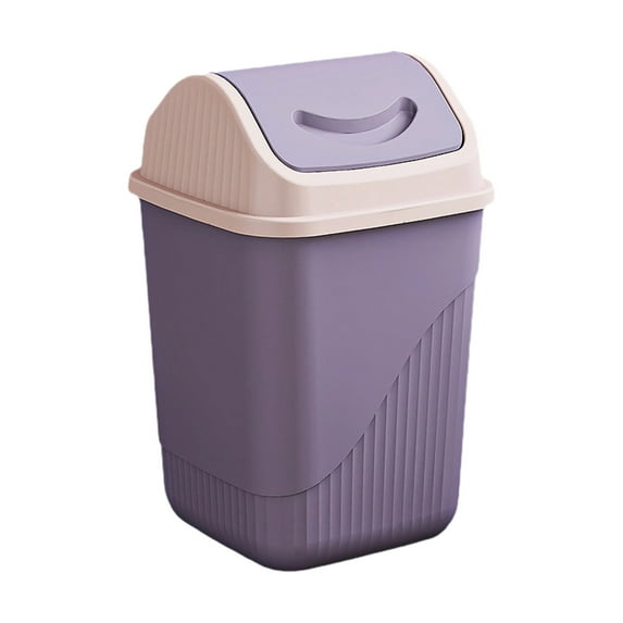 Big Plastic Trash Can with Swing Top Lid, Small Waste Bin for Countertop, Desk, Vanity, Bathroom, Square(Purple)