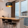 thumbnail image 1 of Big Plug in Pendant Light Modern Hanging Light Fixture with 16.4ft Cord On/Off Switch for Kitchen Island,Dining Room,Over Table,Black and Wood Grain Paint （ Not Included Bulbs ）, 1 of 8