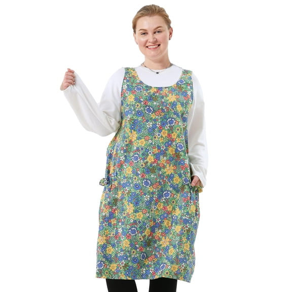 Big Plus Size Aprons for Women with Pockets Cotton Linen Baking Kitchen Cooking