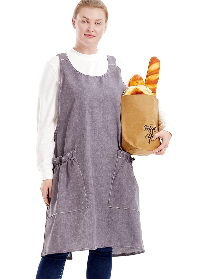 Big Plus Size Aprons for Women with Pockets Cotton Linen Baking Kitchen ...