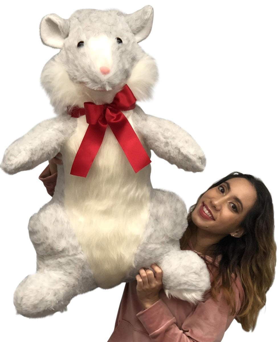 Big Plush American Made Giant Stuffed Hamster 33 inch Soft Plush Gray Color Rodent Animal