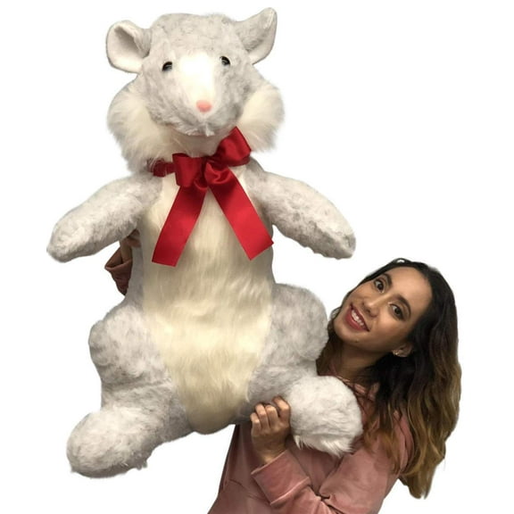 Big Plush American Made Giant Stuffed Hamster 33 inch Soft Plush Gray Color Rodent Animal