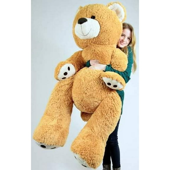 Big Plush Giant Teddy Bear Five Feet Tall Honey Brown Color Soft Smiling Big Teddybear 5 Foot Bear