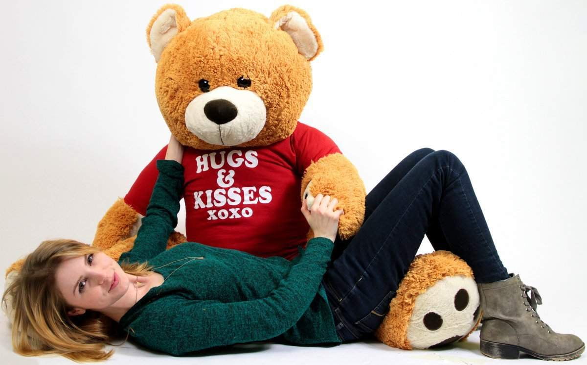 Big Plush Giant Valentine Teddy Bear Five Feet Tall Honey Brown