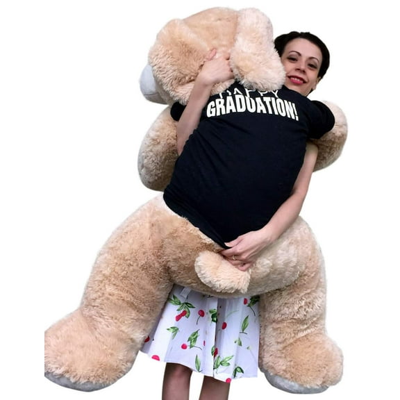 Big Plush Happy Graduation Giant Stuffed Puppy Dog 5 Foot Soft Cream Color