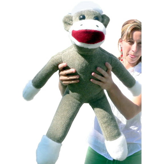 Big Plush Sock Monkey 28 inches Stuffed Animal Made in USA