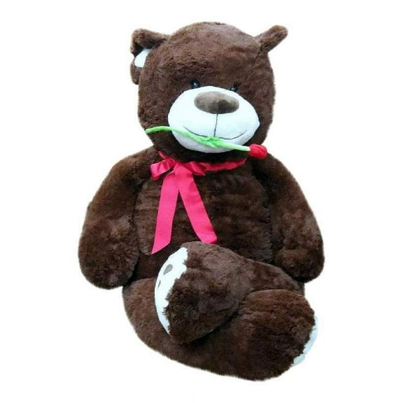 Big Plush Valentine's Day 5 Foot Teddy Bear with Rose, Soft Brown 60 Inch Snuggle Buddy