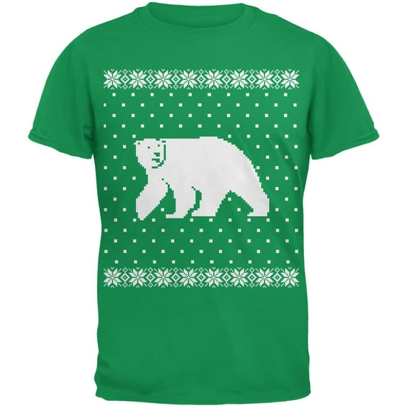 Big Polar Bear Ugly Christmas Sweater Green Youth T-Shirt