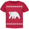 thumbnail image 1 of Big Polar Bear Ugly Christmas Sweater Red Toddler T-Shirt, 1 of 1