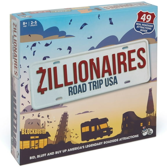 Big Potato Games: Zillionaires Road Trip USA - Board Game of Bidding & Buying Roadside Attraction Real Estate, Family Game Night, Ages 8+, 2-5 Players