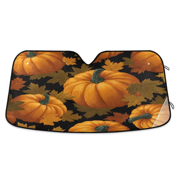 Big Pumpkins Autumn Leaves Windshield Sun Shade Automobile Visor Accordion Folding Car Accessories S