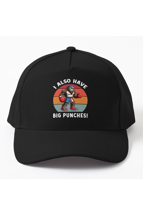 Big Punches Bigfoot Baseball Cap, Boxing Sasquatch Character Graphic Design, Classic Hat