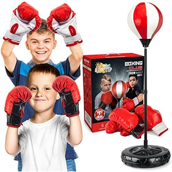 Big Punching Bag for Kids Included 2 Pack Boxing Gloves, Boxing Toys for Boys, Boxing Bag Sets with Height Adjustable Stand, for Boys & Girls Age 5 6 7 8 9 10 Years Old$$Sport & Recreation Other