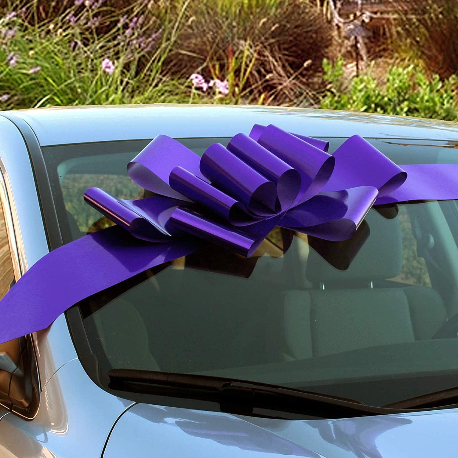 Big Purple Car Bow Ribbon - 25 Wide, Large Gift Decoration, Fully