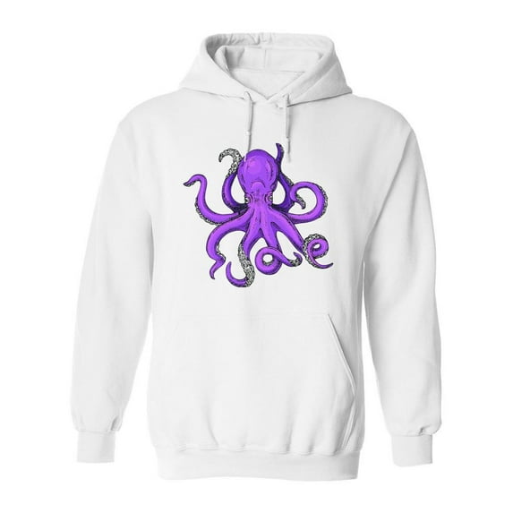Big Purple Octopus Hoodie Men -Image by Shutterstock, Male x-Large