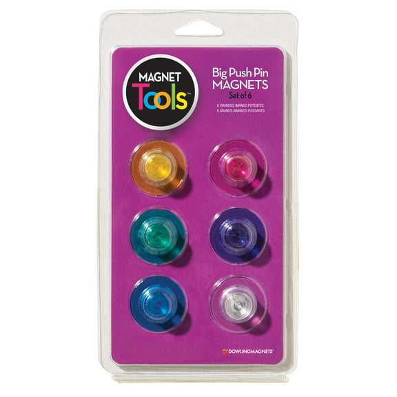 Dowling Magnets Magnet Tools Big Push Pin Magnets, Set of 6