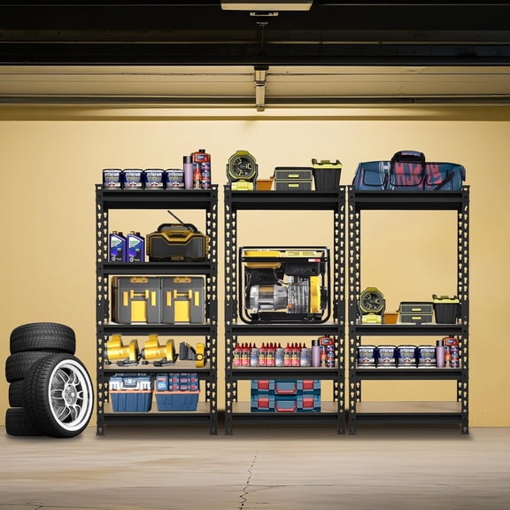 Big RED Heavy Duty 5-Tier Storage Shelving Unit, Adjustable Metal Garage Rack for Kitchen Pantry Basement, 2000 lbs Capacity, Black