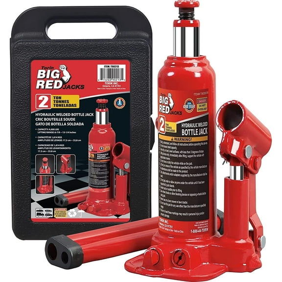 Big Red 2 Ton Hydraulic Welded Bottle Jack with Blow Mold Carrying Storage Case, Red, W902S