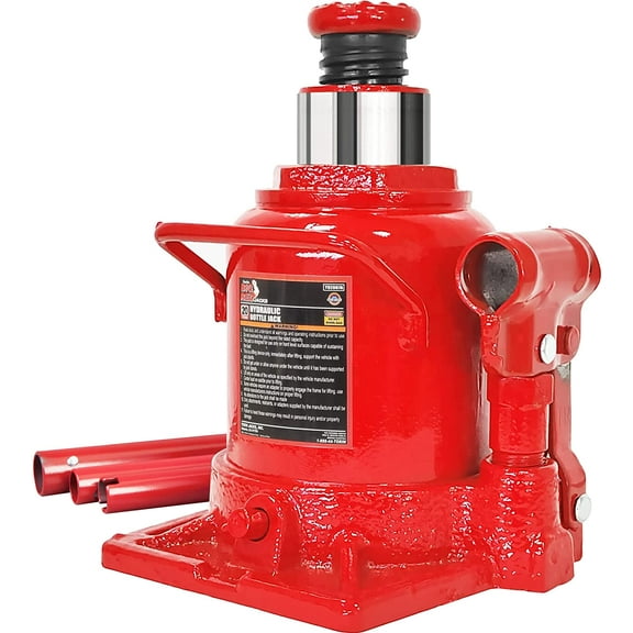 Big Red 20 Ton Hydraulic Stubby Low Profile Welded Bottle Jack for Car (40,000 lbs) Capacity, Red, W9207R