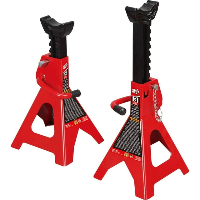 Big Red 3 Ton Steel Jack Stands Double Locking Jack Stand for Car,Red,1